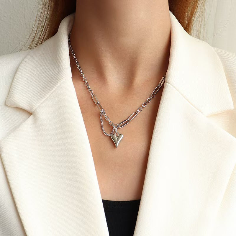 Heart Shape Titanium Steel Necklace – product view 7