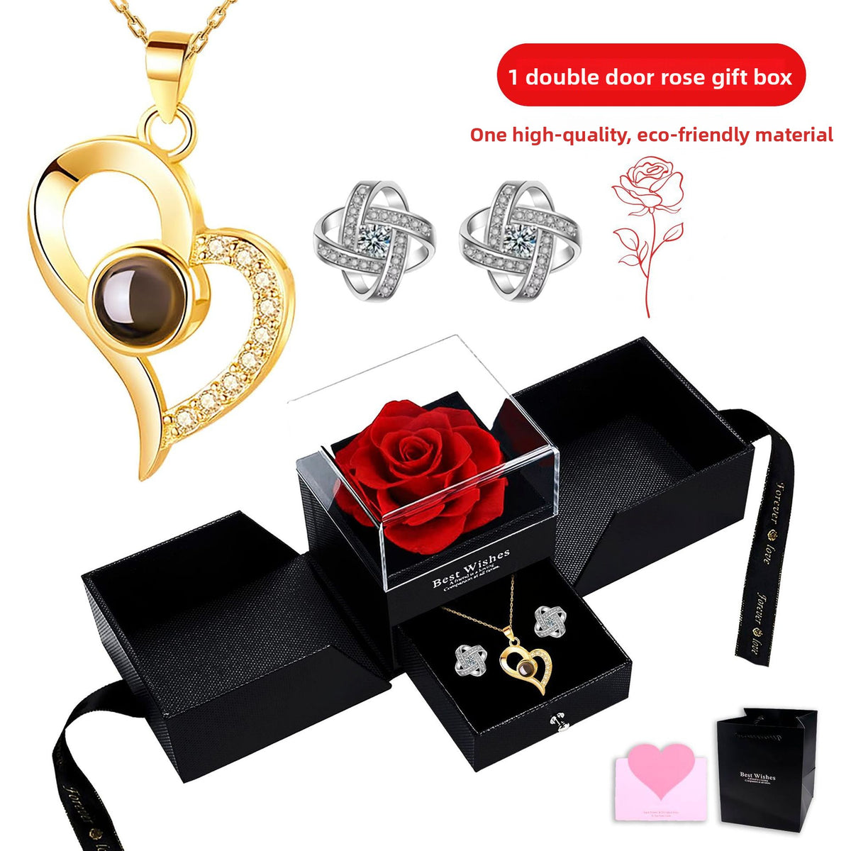 Heart Projection Necklace with Multilingual Message – product view 14