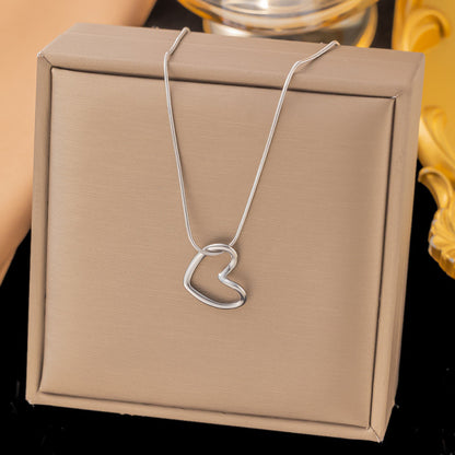 Hollow Heart Titanium Steel Necklace – product view 7