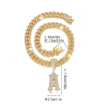 Hip Hop Letter Pendant Necklace with Cuban Chain – product view 8