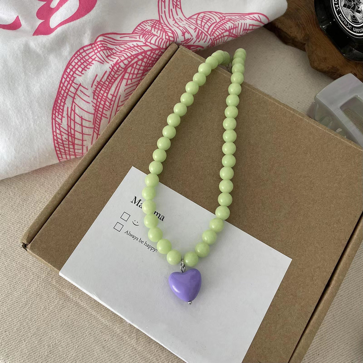 Adjustable Heart Bead Necklace – product view 7