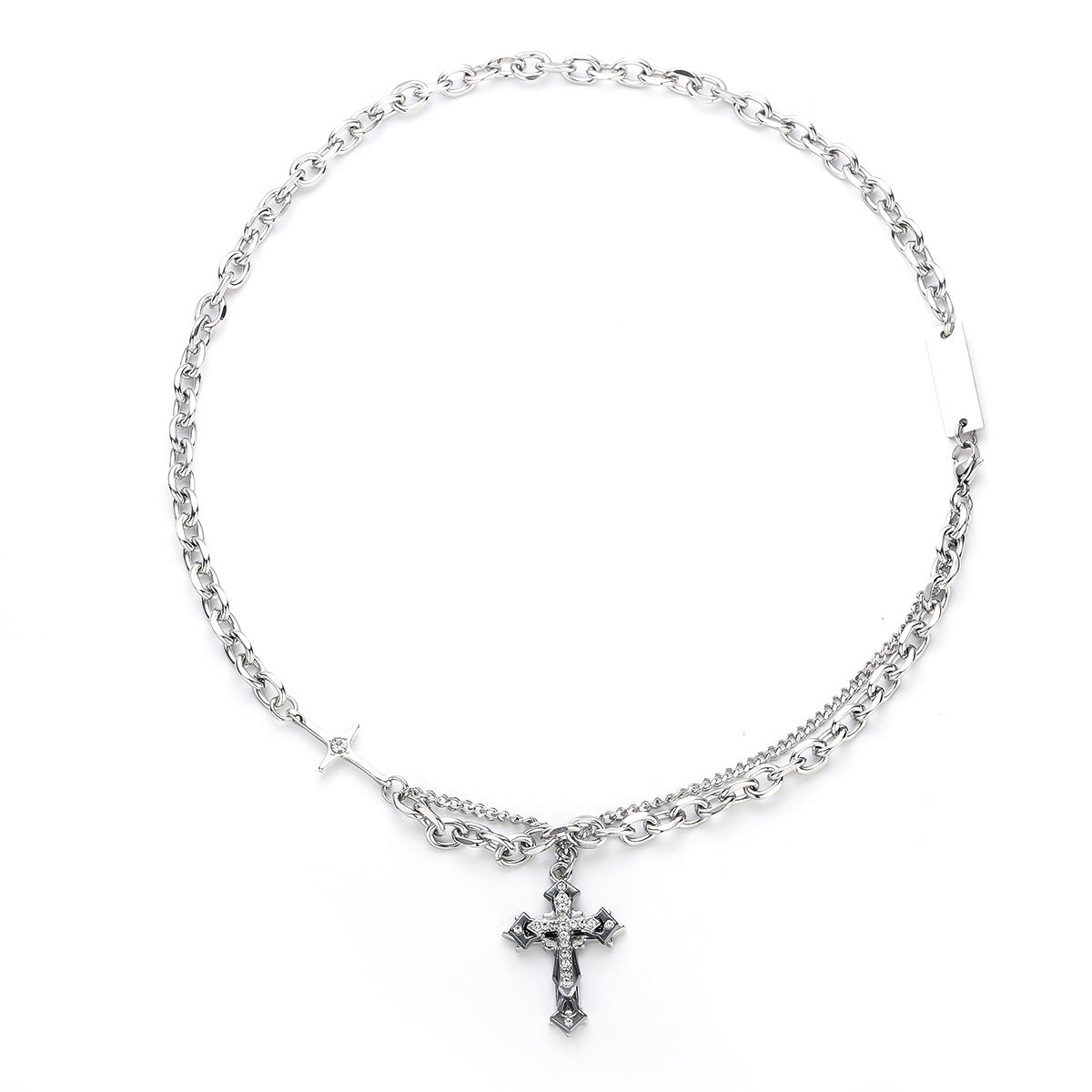 Titanium Steel Cross Layered Necklace for Men – product view 3