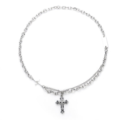 Titanium Steel Cross Layered Necklace for Men – product view 3
