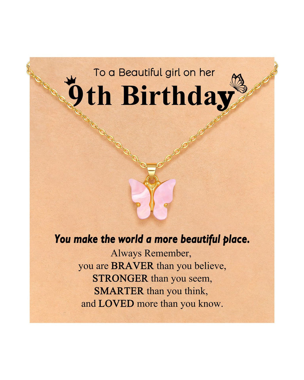 Pink Butterfly Stainless Steel Necklace – product view 9