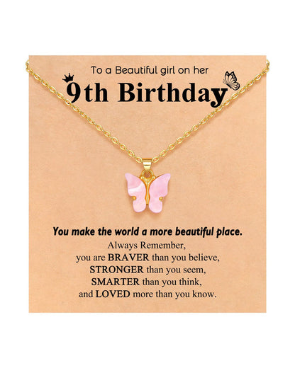 Pink Butterfly Stainless Steel Necklace – product view 9