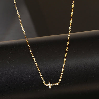 Mini Cross Crystal Necklace – product view 6