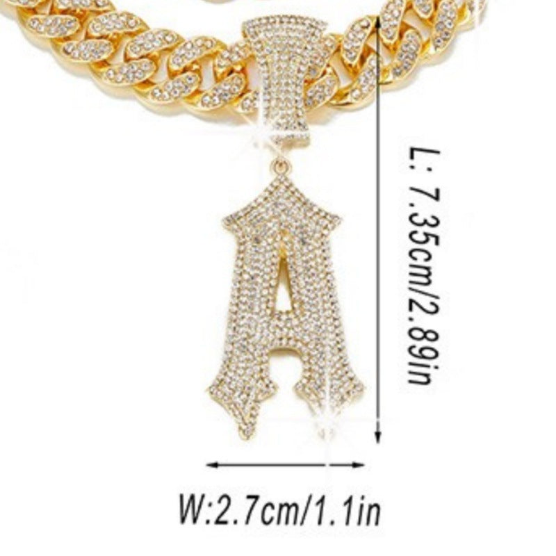 Hip Hop Letter Pendant Necklace with Cuban Chain – product view 14