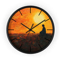 Silhouette Meditation Sunset Wall Clock | Orange Sun Landscape