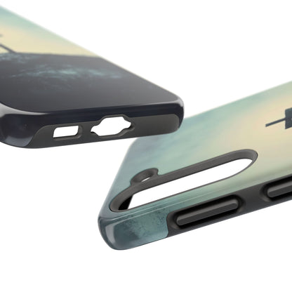 Christian wall art sunset cross phone case close-up with precise cutouts