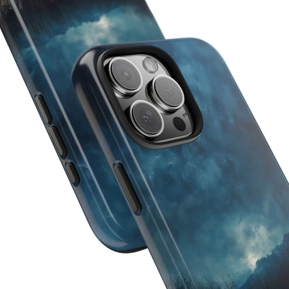 Blue abstract cloud sky Christian phone case for iPhone with faith-inspired design.