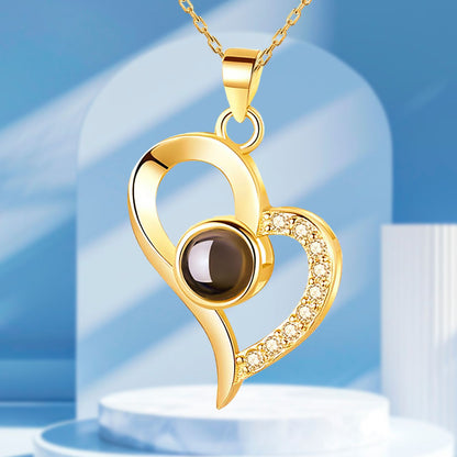 Heart Projection Necklace with Multilingual Message – product view 8