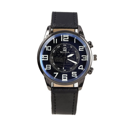 Men's Retro Leather-Strap Quartz Watch – product view 4