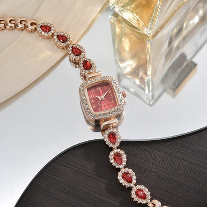 Petite Crystal Quartz Watch – Women’s Chain Bracelet