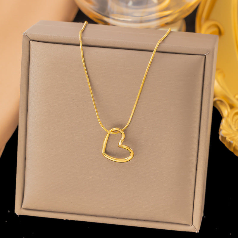 Hollow Heart Titanium Steel Necklace – product view 6