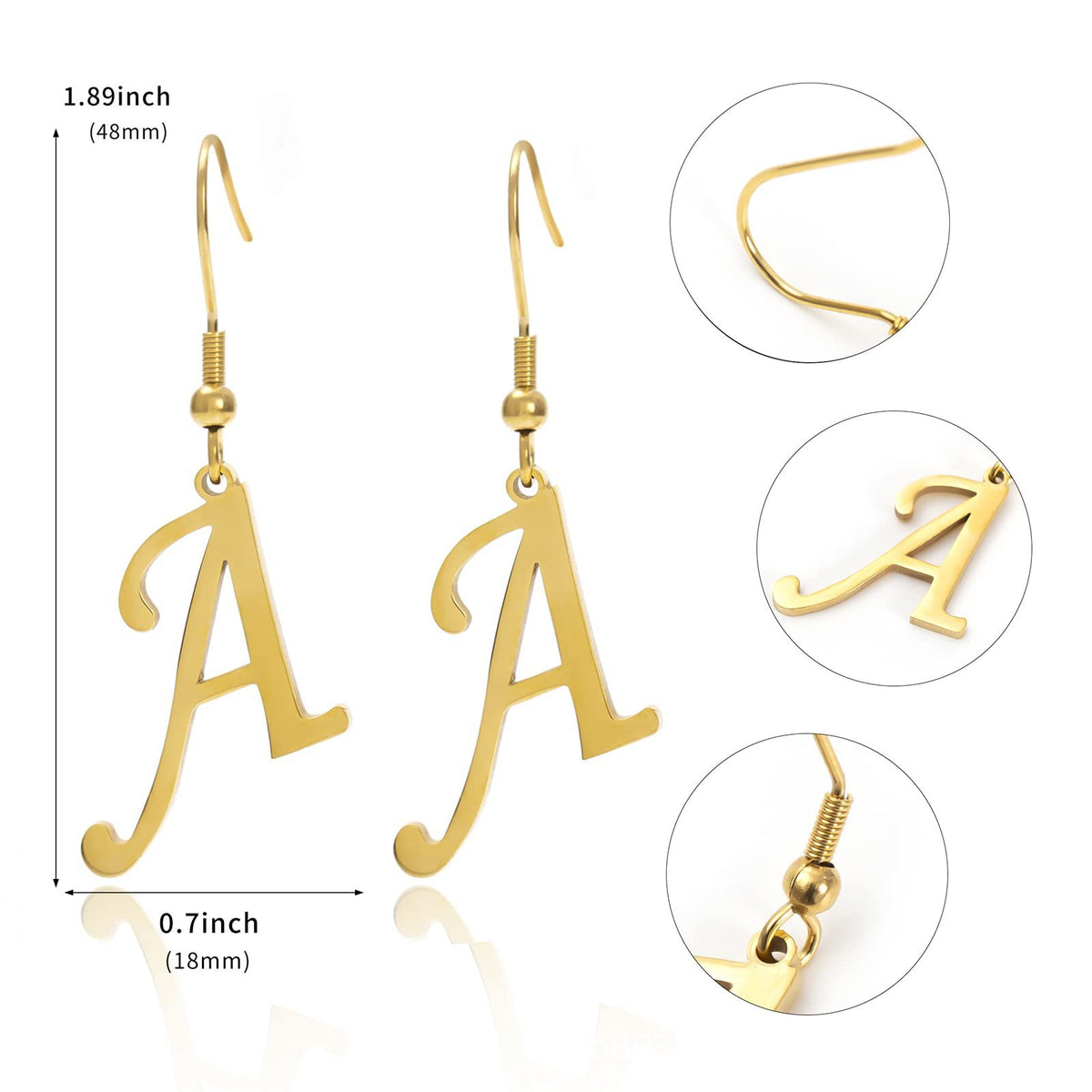 Personalized Initial Letter Earrings – product view 3