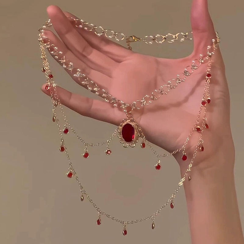 Crystal Water-drop Pendant with Collar Chain – product view 15