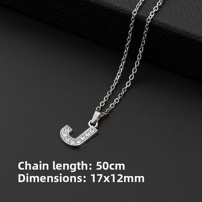 Stainless Steel Letter Necklace with Crystal Pendant – product view 15