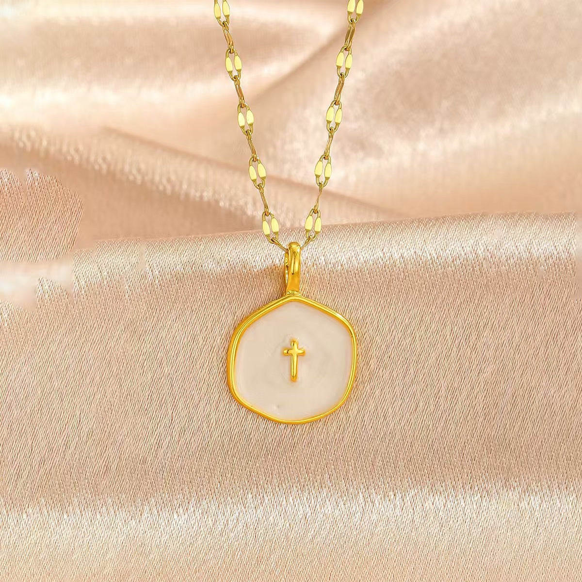 Octagonal Cross Pendant Necklace – product view 6