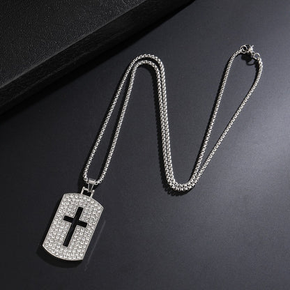 Crystal-Accent Cross Pendant Necklace – product view 6