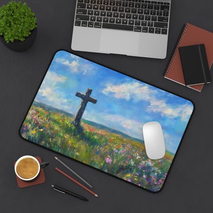 Cross in Wildflower Field Christian Desk Mat — alternate desk mat product image 5