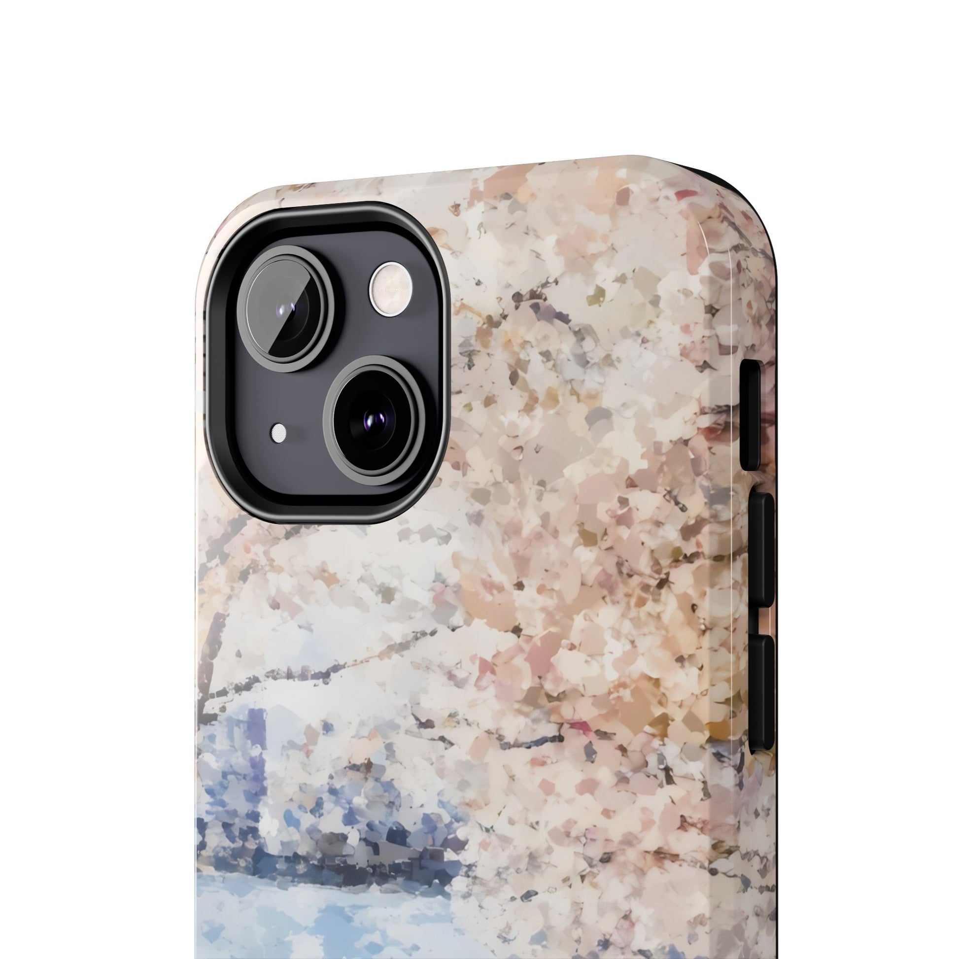 Pastel watercolor floral phone case with abstract cherry blossom design