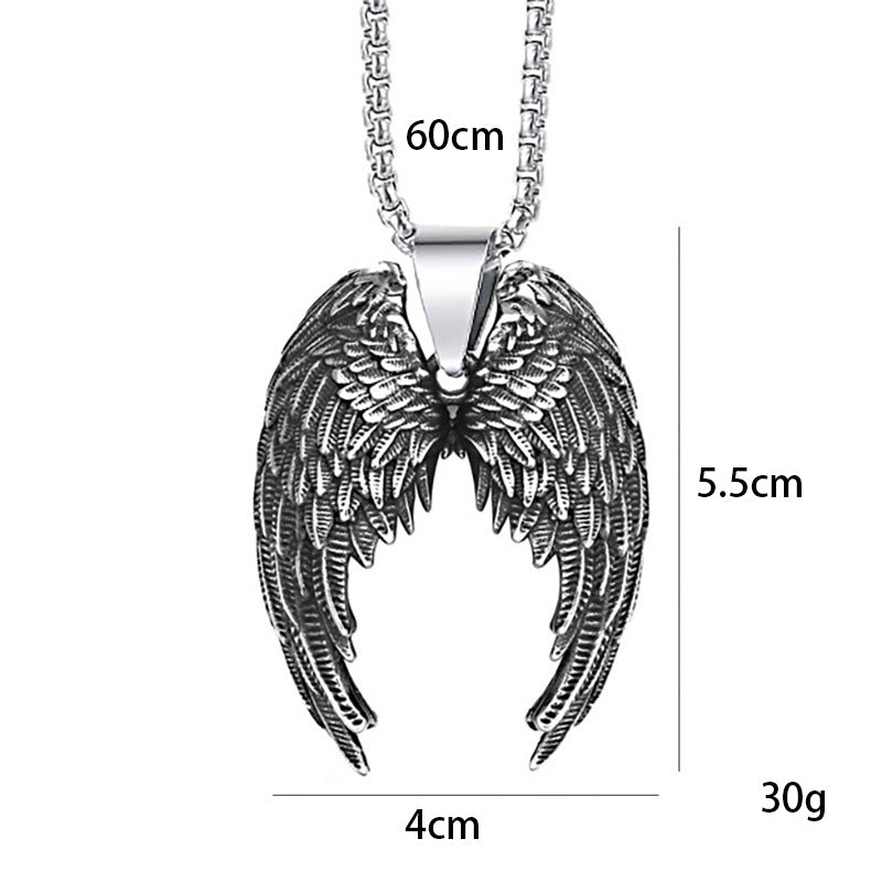 Angel Wings Pendant Necklace Titanium Steel – product view 4