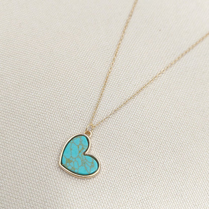 Heart-shaped Turquoise Inlay Necklace – product view 6