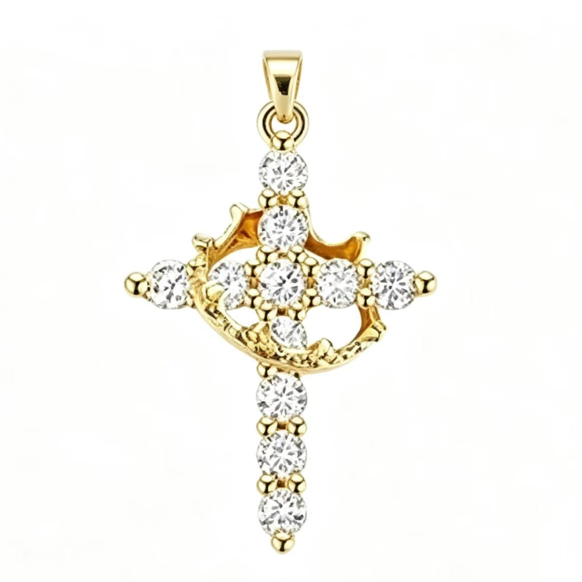 Women's Rotating Cross Crown Pendant Necklace – product view 12