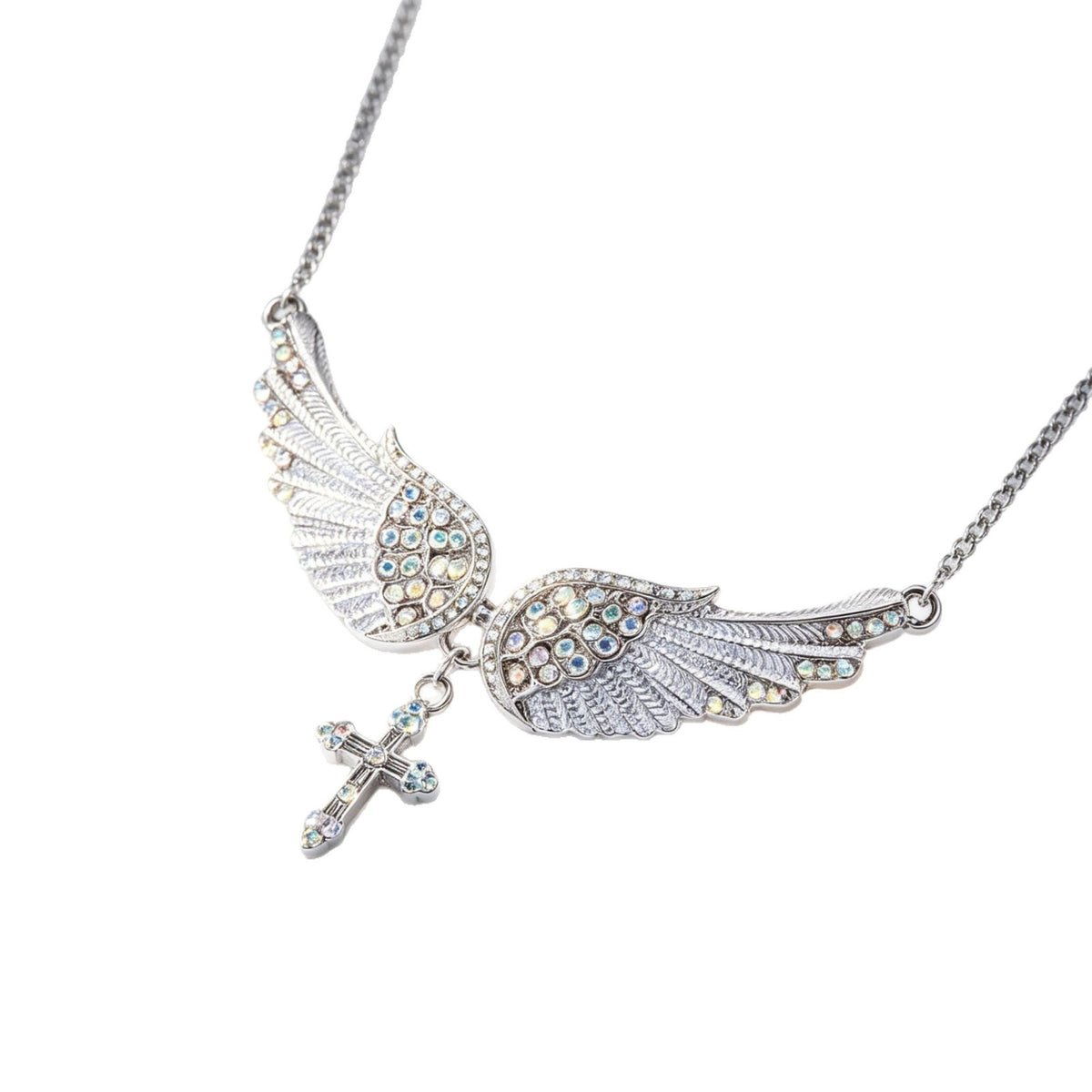 Angel Wing Cross Pendant Necklace – product view 3