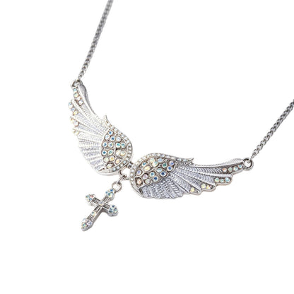 Angel Wing Cross Pendant Necklace – product view 3