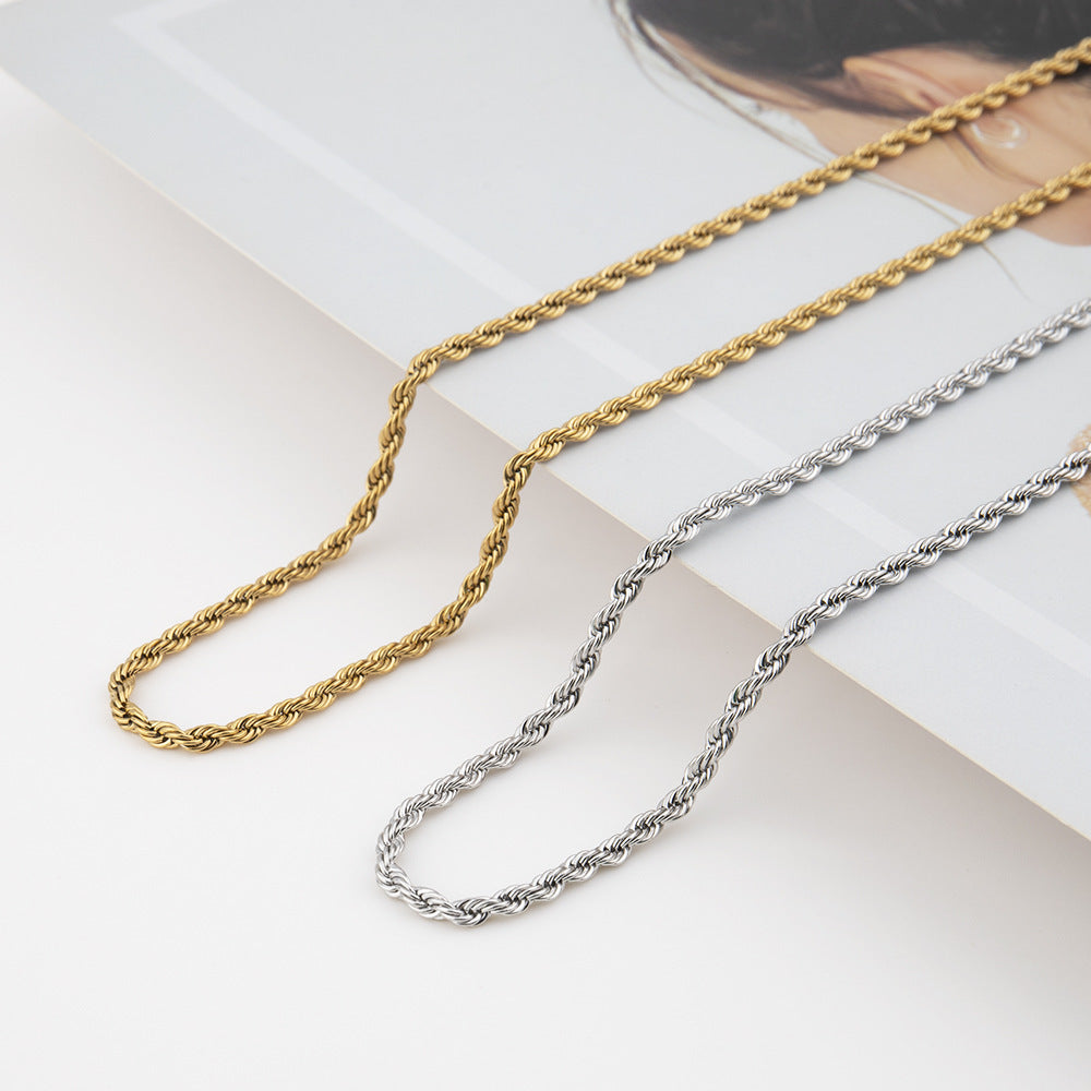 Twist Chain Titanium Steel Necklace – product view 3