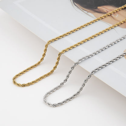 Twist Chain Titanium Steel Necklace – product view 3