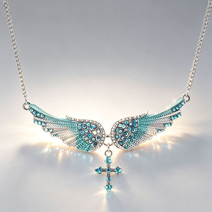 Angel Wing Cross Pendant Necklace – product view 1