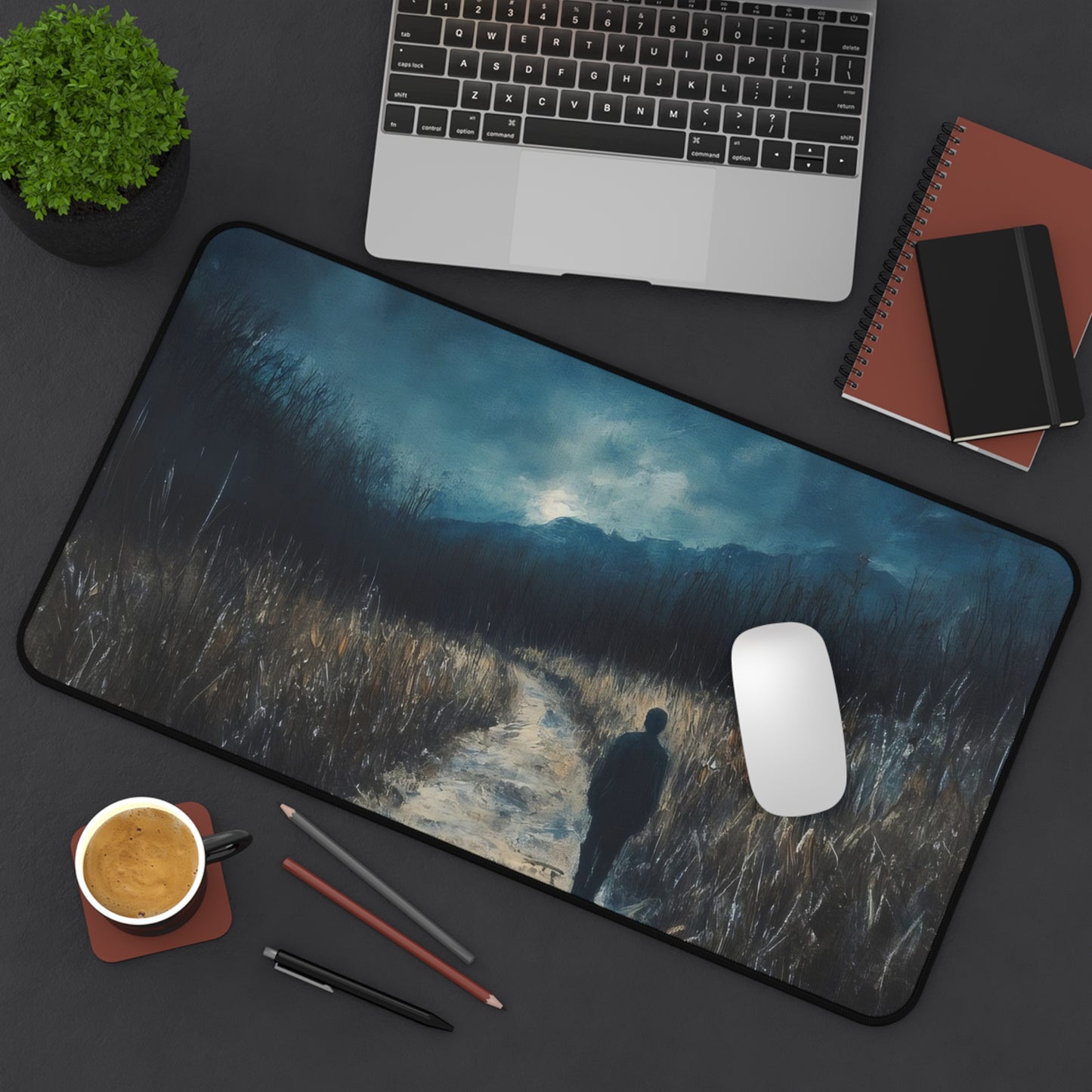 Moonlit Pathway Walk Desk Mat | Nightscape Desk Mat