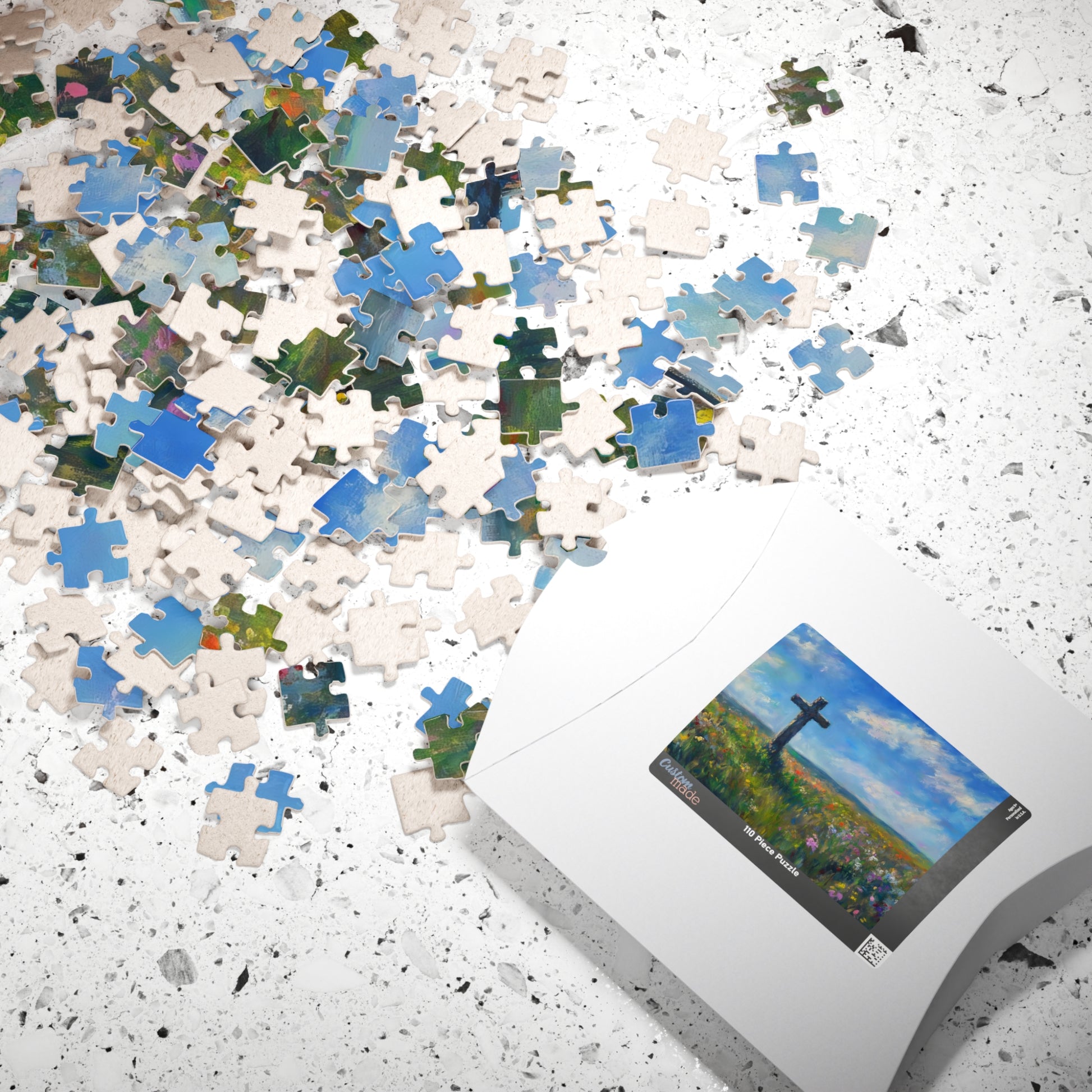 Cross in Wildflower Field Landscape Puzzle — alternate puzzle product image 6