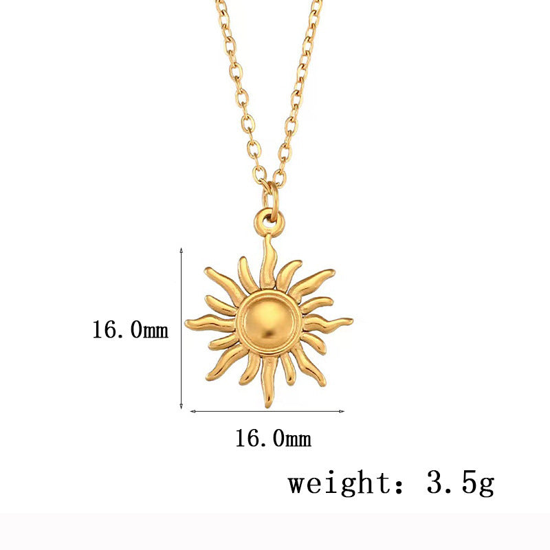 Adjustable Sunflower Pendant Titanium Steel Necklace – product view 2