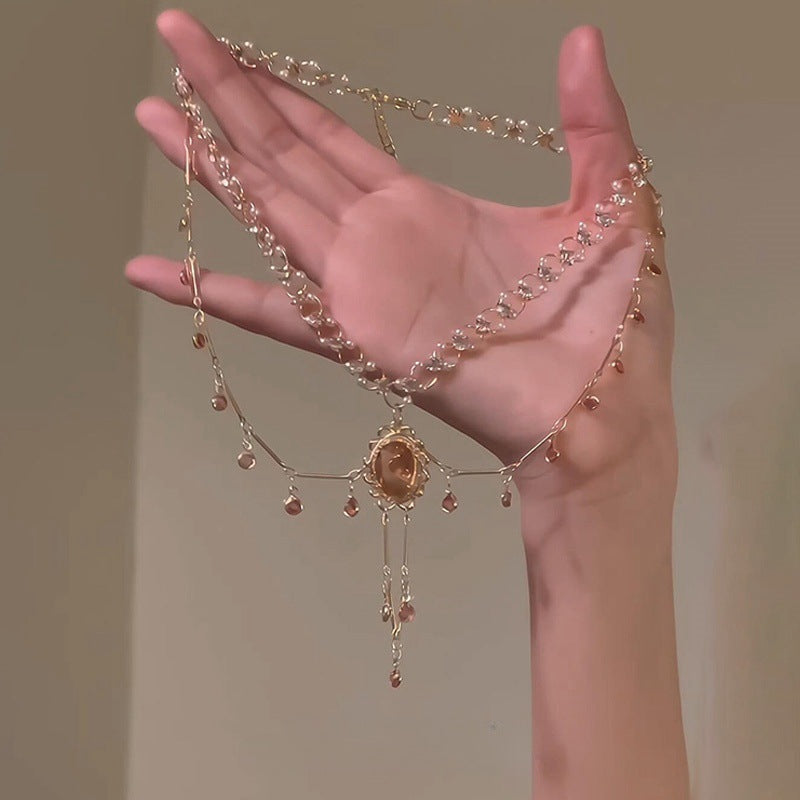 Crystal Water-drop Pendant with Collar Chain – product view 17