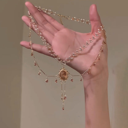 Crystal Water-drop Pendant with Collar Chain – product view 17