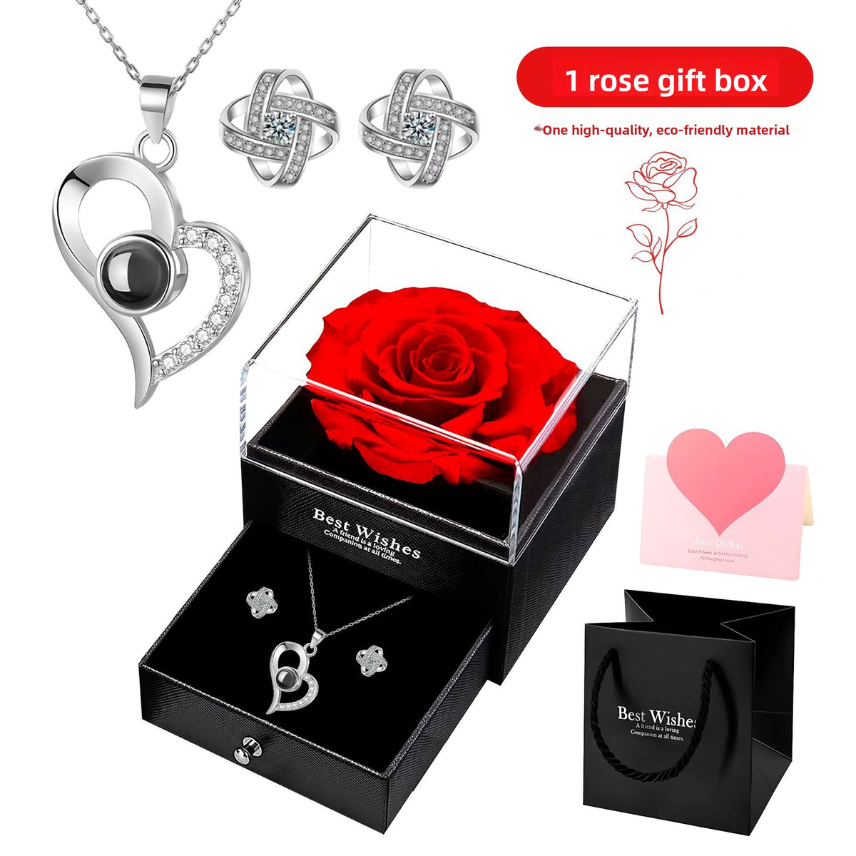 Heart Projection Necklace with Multilingual Message – product view 16