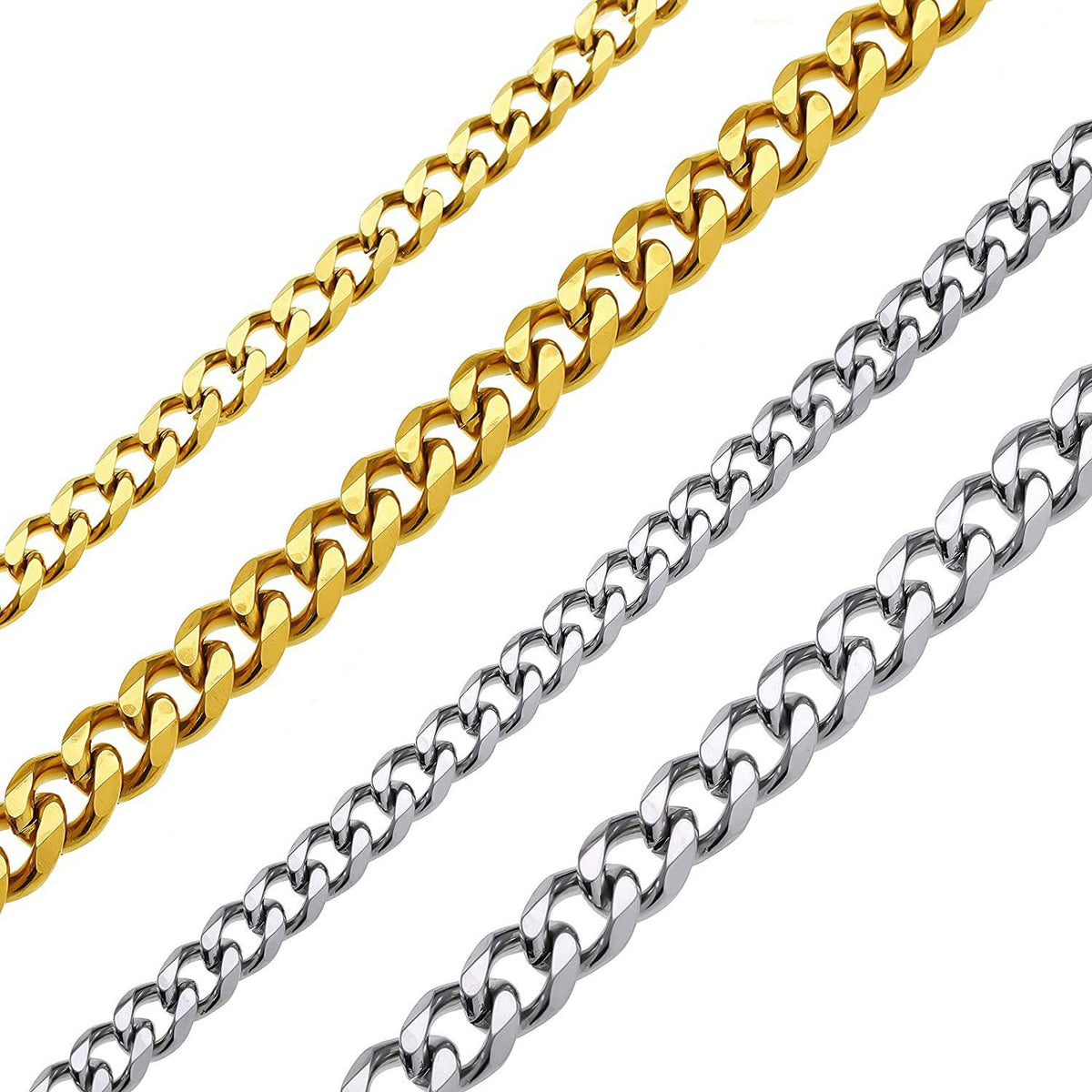 Stainless Steel Cuban Chain Jewelry Set – product view 2