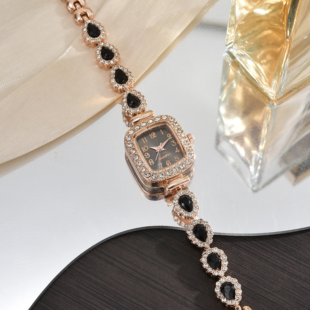Petite Crystal Quartz Watch – Women’s Chain Bracelet