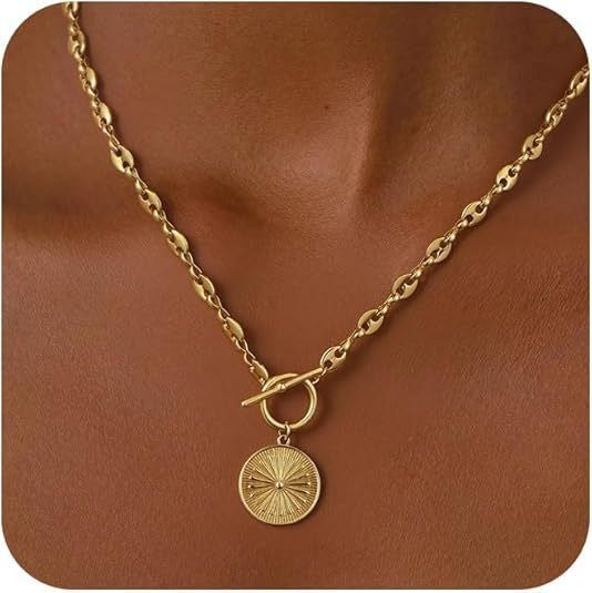 Heart Shape Alloy Necklace Gold-tone – product view 1