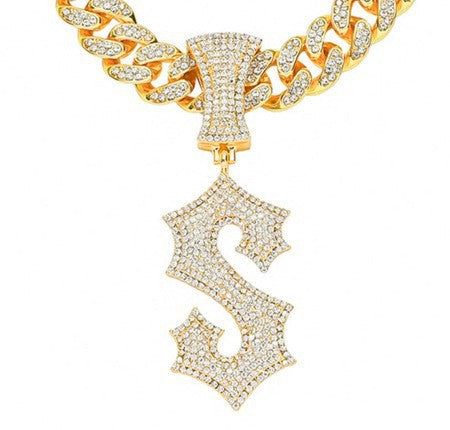 Hip Hop Letter Pendant Necklace with Cuban Chain – product view 16