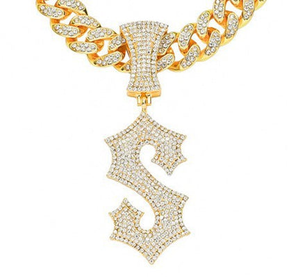 Hip Hop Letter Pendant Necklace with Cuban Chain – product view 16