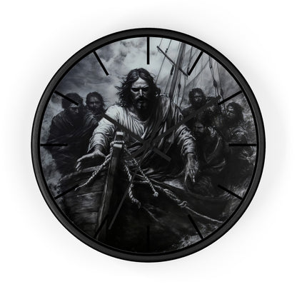 Christian wall clock featuring Jesus walking on water