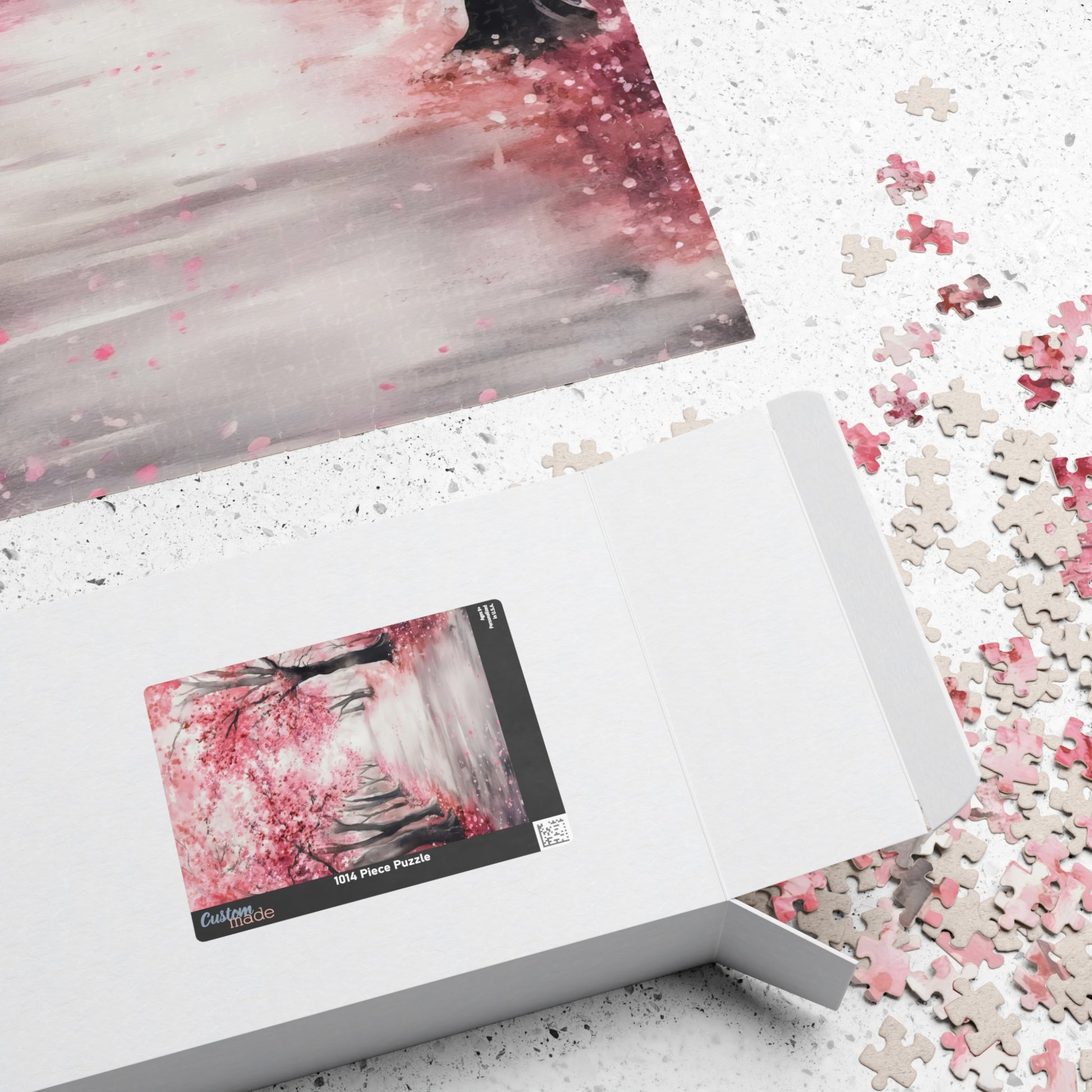Pink Cherry Blossom Path Scenic Jigsaw Puzzle — alternate puzzle product image 6