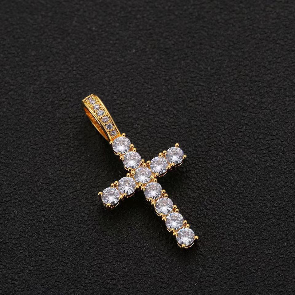 Men's Crystal Cross Pendant Necklace – product view 6