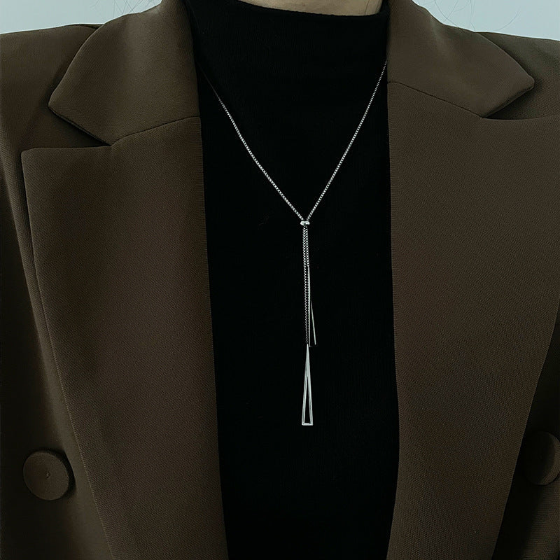 Minimalist Titanium Steel Clavicle Necklace – product view 12