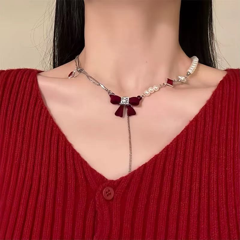 Crystal Water-drop Pendant with Collar Chain – product view 22