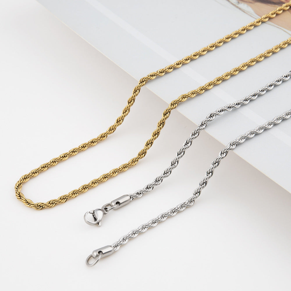 Twist Chain Titanium Steel Necklace – product view 4